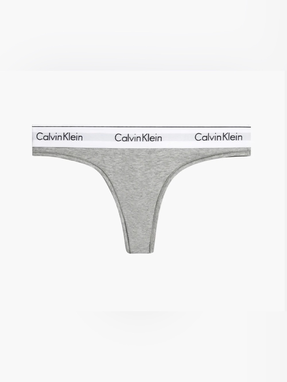 Calvin Klein Light Gray Cotton Thong with Branded Waistband
